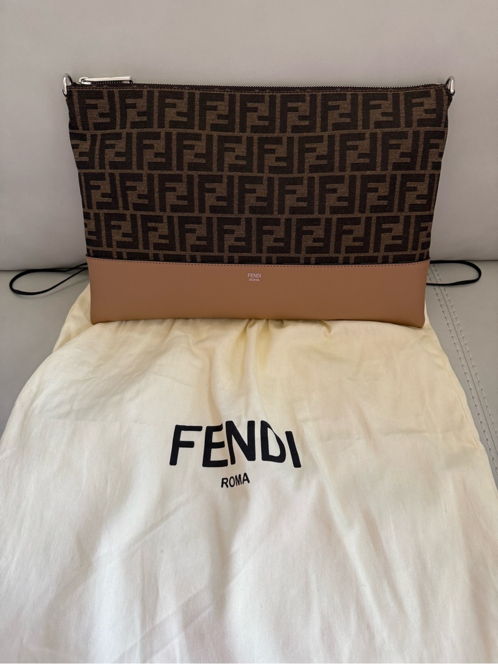 Fendi Brown and Tan FF Monogram Messenger Bag